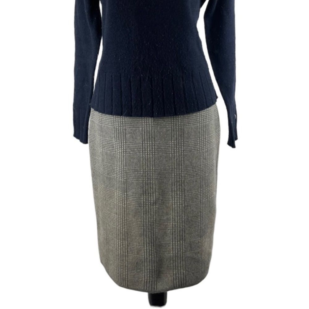 Titti dell’Acqua vintage grey plaid midi pencil skirt 100% cashmere made n Italy - Picture 1 of 11